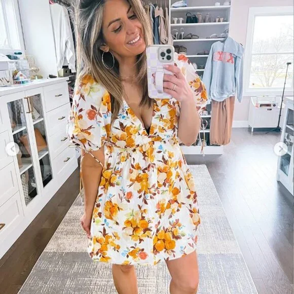 NWT Abercrombie & Fitch Poplin Puff Sleeve Babydoll Mini Dress Size XL - Picture 1 of 14